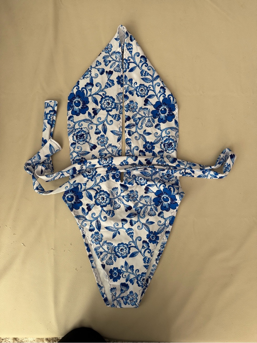 Blue & White Floral One-Piece Swimsuit
